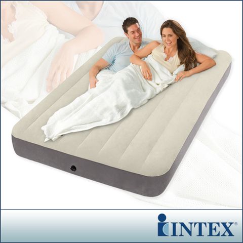 【INTEX】新型氣柱-雙人植絨充氣床墊-寬137cm (64102)