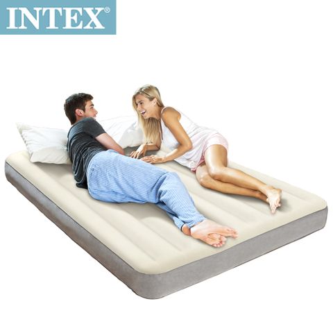 【INTEX】新型氣柱-雙人加大植絨充氣床墊-寬152cm (64103)
