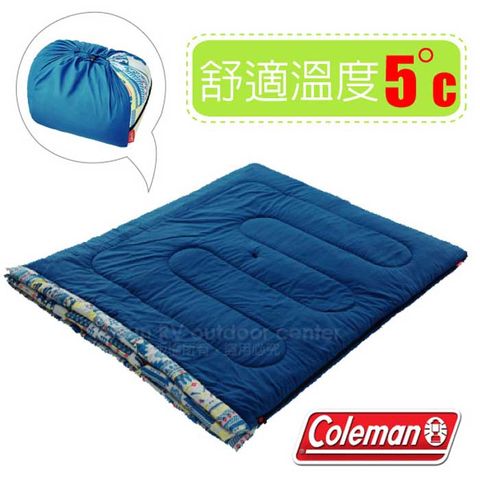Coleman 2合1家庭睡袋/5度C/可機洗.可雙併.附收納袋.可當棉被.睡墊.適帳蓬露營.旅遊.登山.居家 /CM-27257