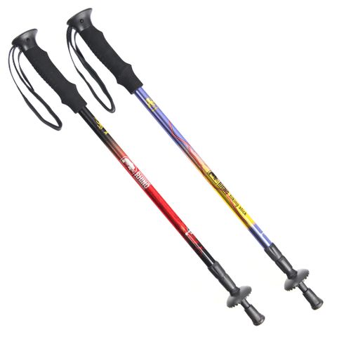 RHINO 犀牛彩繪登山杖 (兩入組) 紫黃+紅黑