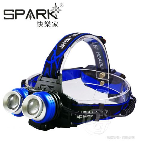 SPARK 雙眼變焦38W高亮度充電式頭燈 H018 360雙眼任意調整可伸縮變焦