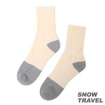 SNOW TRAVEL 雪之旅 SNOWTRAVEL 高級美麗諾羊毛襪(卡其_淺灰) 3入