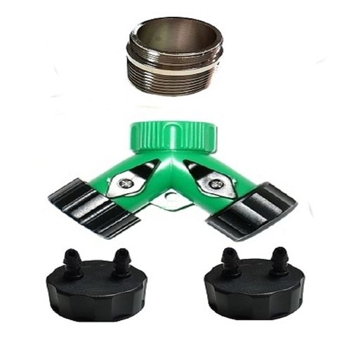 單槍龍頭23.5mm外細牙銅製接頭轉雙通球閥開關兩分雙孔組合2入