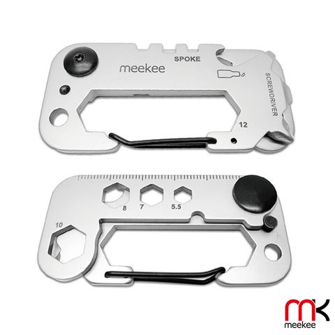 Meekee 不鏽鋼多功能工具卡 2入組 (螺絲起子+開罐器+六角板手+自行車輻條板手)