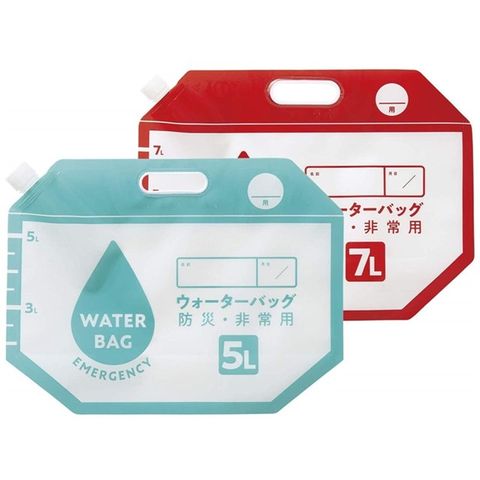 COGIT 日本可摺疊緊急難儲水袋907340防災手提水袋(2入即5L7L各一)非常用旅行登山露營停水缺水裝水袋