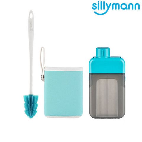 sillymann 【韓國】 扁平時尚水壺500ml+100%鉑金矽膠水瓶刷