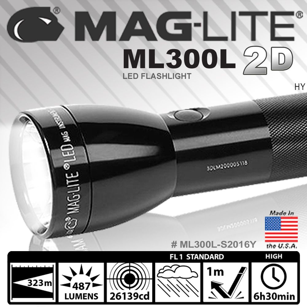 MAGLITE® ML300L™ 2-Cell D LED Flashlight 手電筒-黑色- PChome