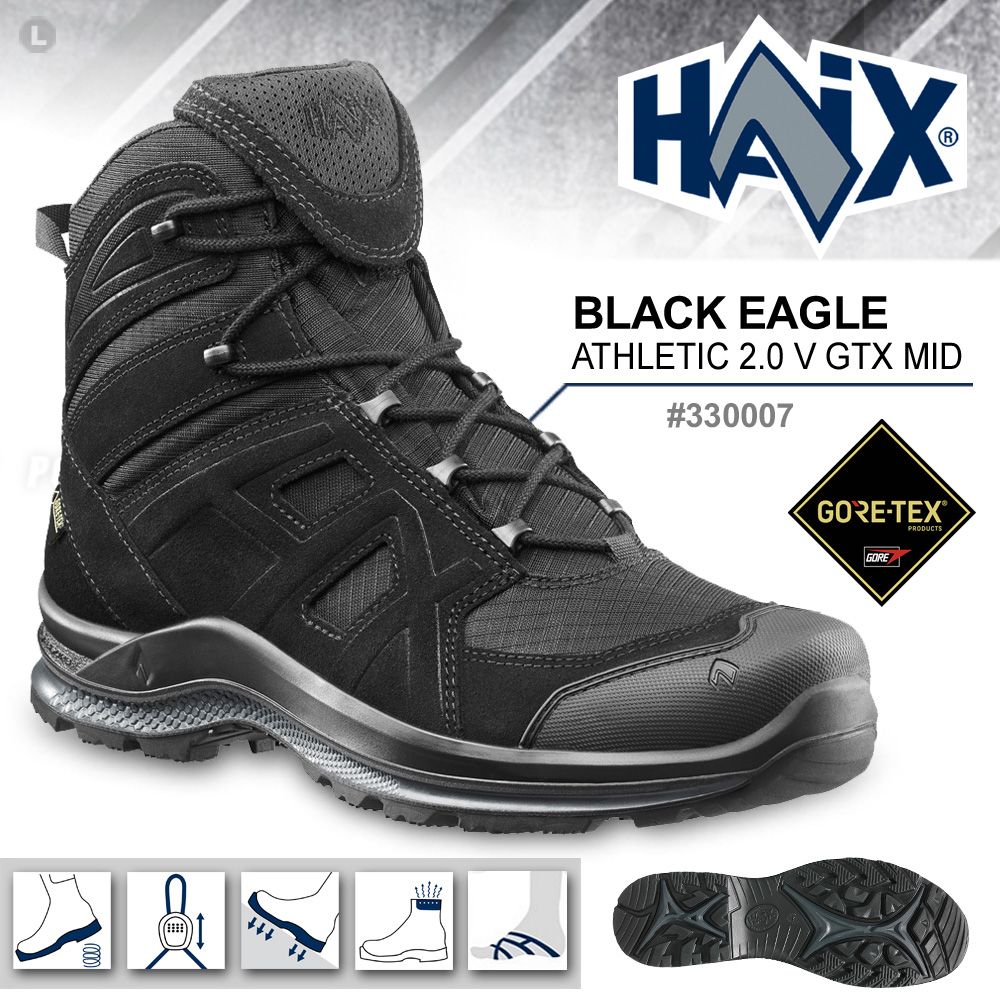 HAIX  BLACK EAGLE Athletic 2.0V GTX MID 黑鷹運動中筒鞋(黑色)   (#330007)