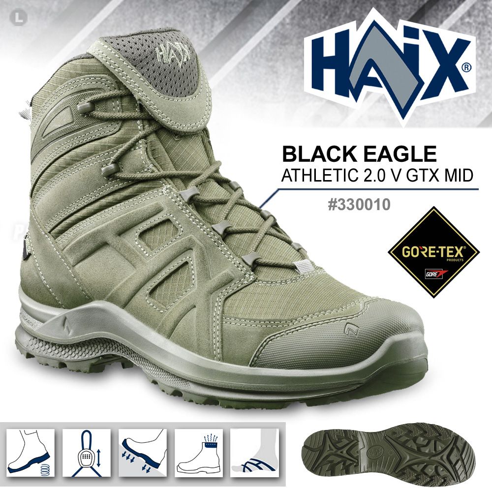 HAIX  BLACK EAGLE Athletic 2.0V GTX MID 黑鷹運動中筒鞋(草綠色)  (#330010)