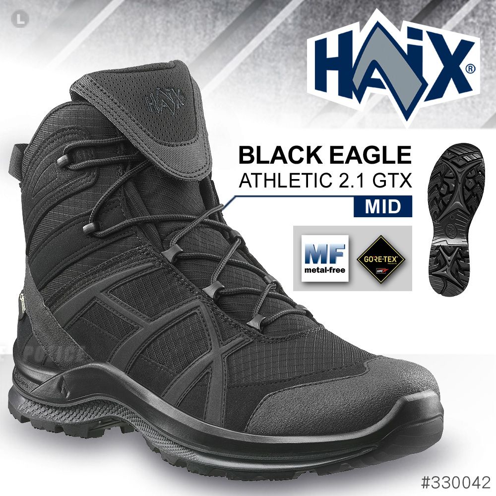 HAIX  BLACK EAGLE ATHLETIC 2.1 GTX MID 黑鷹運動中筒鞋(黑色) (#330042)