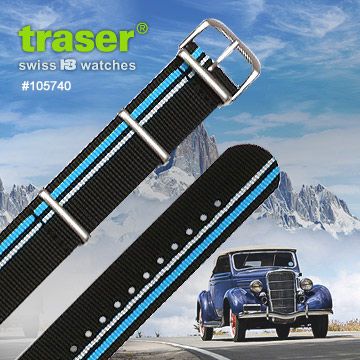 TRASER  Textile_Strap_black blue 尼龍織料錶帶#105740