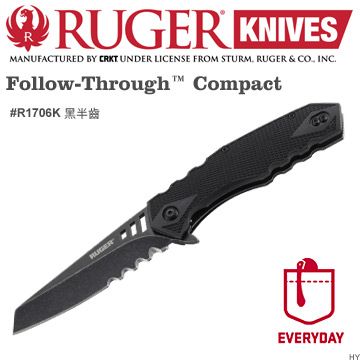 Ruger Follow-Through Compact黑刃T頭折刀#R1706k黑半齒