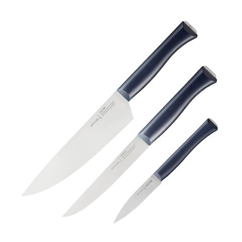 OPINEL Intempora法國多用途刀系列 藍色塑鋼刀柄-三把不鏽鋼廚刀組#002224