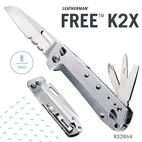 LEATHERMAN FREE K2X 多功能工具折刀(半齒刃/銀色握柄) #832654