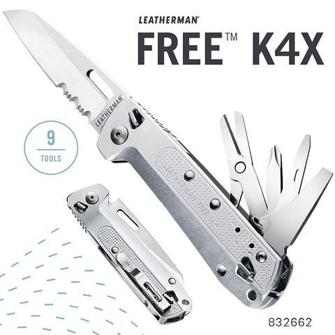 Leatherman FREE K4X 多功能工具折刀(半齒刃/銀色握柄) #832662
