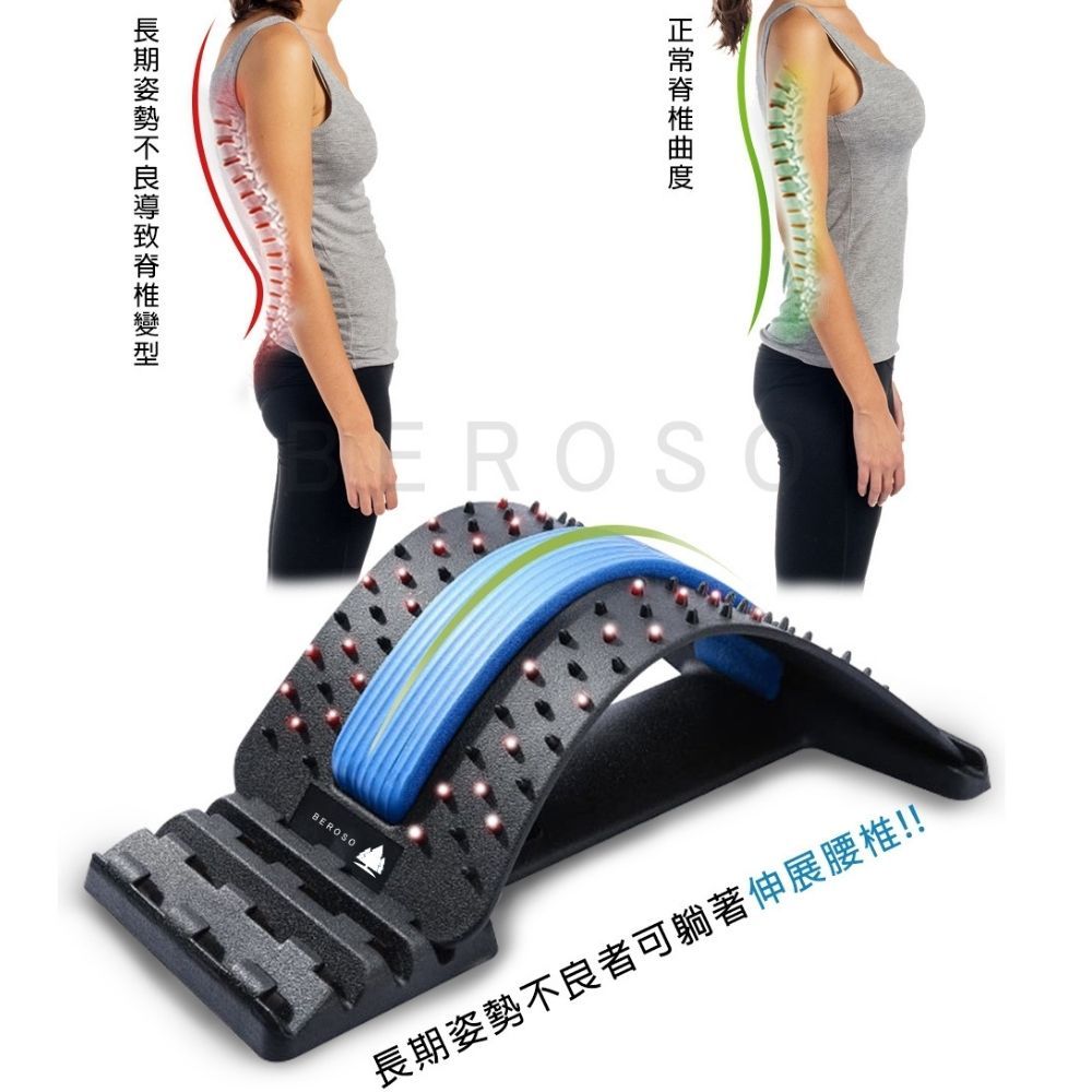 Beroso 倍麗森 四段弧形腰椎按摩類針炙款拉背器