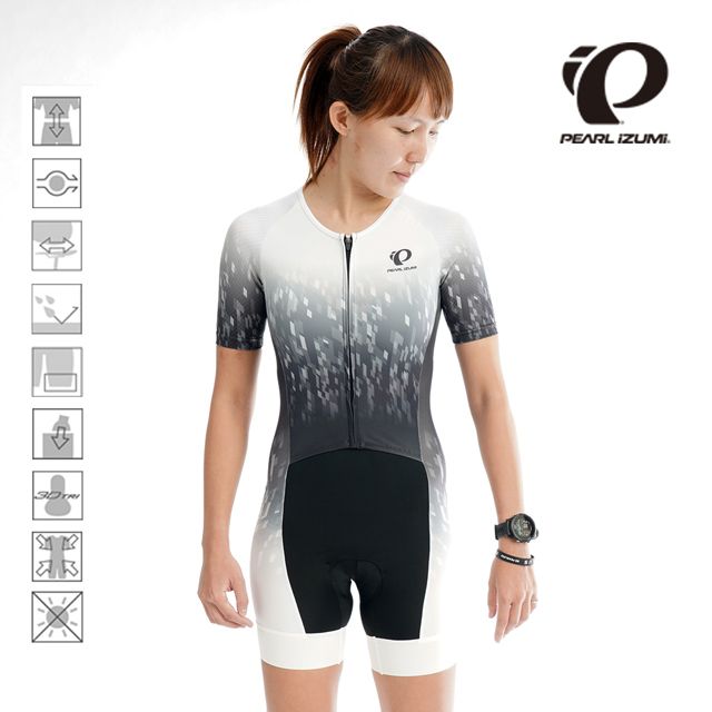 PEARL iZUMi 連身三鐵服-WAT01-3 女版半袖套裝-白黑