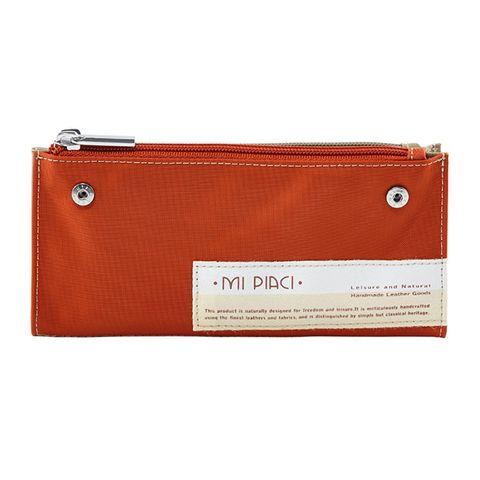 Mi Piaci 革物心語-百貨專櫃精品-簡約風-新款雙色筆袋-1665058-橘色