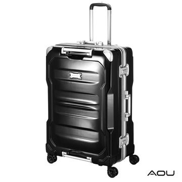 AOU-SENTEN系列 25吋經典巨作限量旅行箱 專利產品 PC亮面鋁框箱(搖滾黑)90-022B