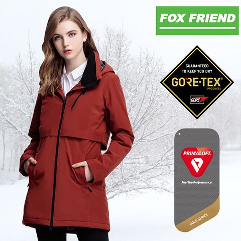 Fox Friend 狐友 GORE-TEX + Primaloft 單件式防水保暖長外套 女款紅色 #1086