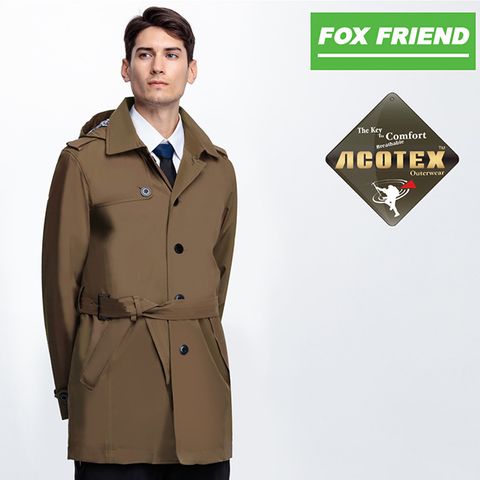 【FOX FRIEND 狐友】男款 ACOTEX單件式 紳士風格防水鋪棉外套 #369 深卡