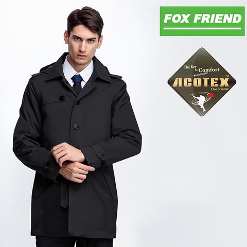 【FOX FRIEND 狐友】男款 ACOTEX單件式 紳士風格防水鋪棉外套 #369 黑色