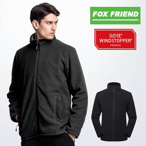 【FOX FRIEND 狐友】男款 WINDSTOPPER防風保暖刷毛外套 #751 黑色