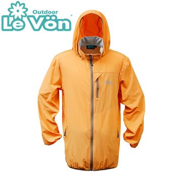 【LeVon】LV3449 - 男抗紫外線單層風衣 - 桔《 抗紫外線UPF40+ / 輕量化193.5g / 可收納設計小巧便攜 / 防潑水 / 抗污耐髒 / 帽子可收 》