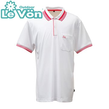 【LeVon】LV7445 - 男吸濕排汗抗UV短袖POLO衫 - 白《 MIT台灣製造 / 排汗快乾 / 抗紫外線 / 輕薄舒適 》