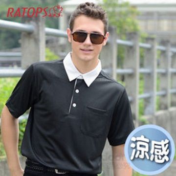 瑞多仕-RATOPS 男款 THERMOCOOL 排汗休閒短袖平織領POLP衫_DB8483 黑色