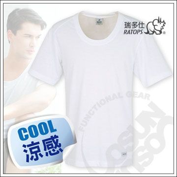 RATOPS 瑞多仕 男款 Coolmax 圓領快乾排汗內衣/隔熱/白 DE7003