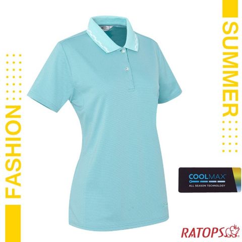 【瑞多仕-RATOPS】女新款 COOLMAX 門襟配色POLO短袖排汗休閒衣_DB8987 淺湖綠/綠色