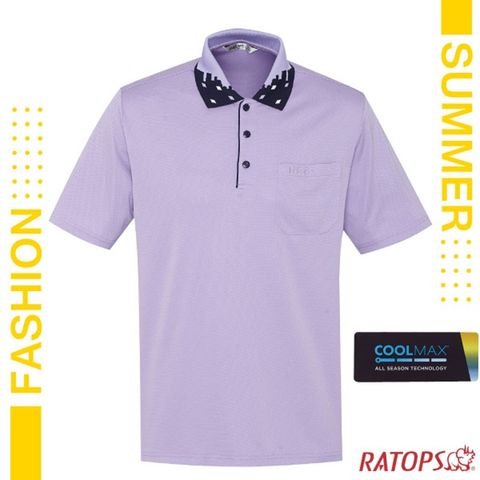 【瑞多仕-RATOPS】男新款 COOLMAX 門襟出芽配POLO短袖排汗休閒衣_DB8983 粉彩紫/丈青藍芽