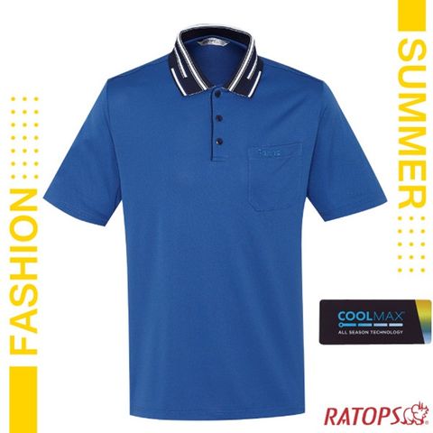 【瑞多仕-RATOPS】男新款 COOLMAX 門襟出芽配POLO短袖排汗休閒衣_DB8982 經典藍/丈青藍芽