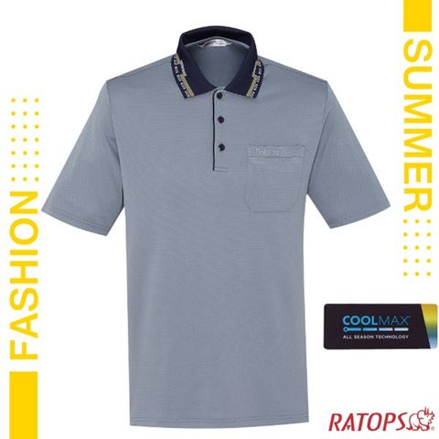 【瑞多仕-RATOPS】男新款 COOLMAX 門襟出芽配POLO短袖排汗休閒衣_DB8981 涅槃灰/黑芽