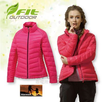【FIT】女新款 輕量羽絨外套/保暖.質輕/桃紅色 EW2305