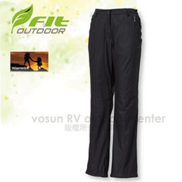 【FIT】女新款 天鵝絨抗風保暖長褲/內層刷毛保暖/經典黑 EW2804