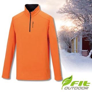 【維特 FIT】男新款 雙刷單搖保暖衣/中層衣/GW1101 鮮桔色