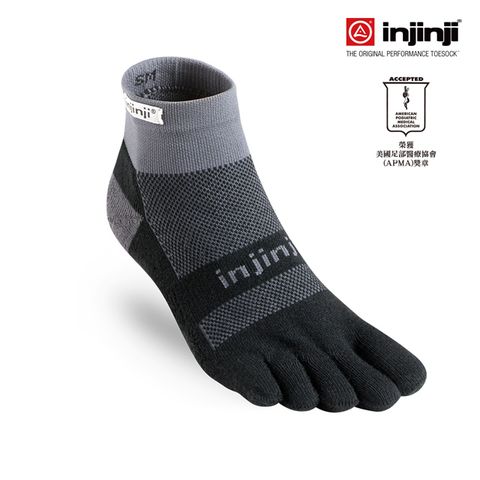 【injinji】RUN避震吸排五趾短襪-黑灰
