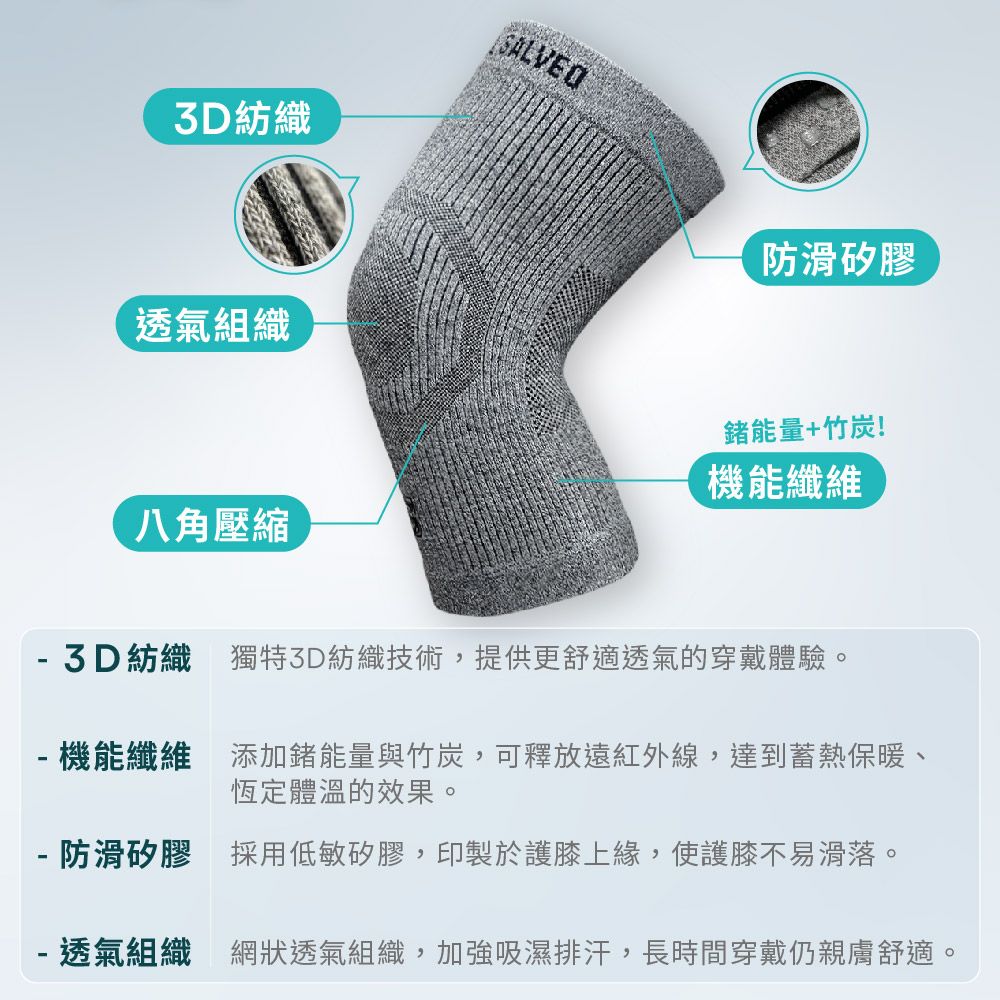 VITAL SALVEO 【 紗比優】防護鍺舒適型護膝-單支入
