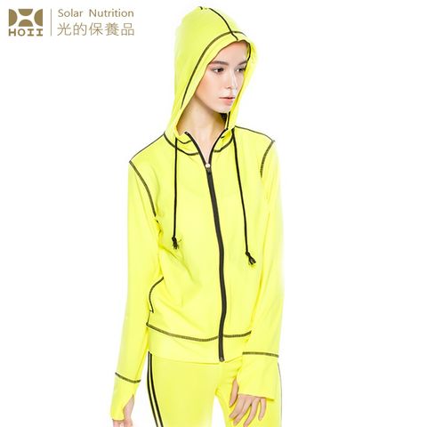 【后益 HOII】UPF50+抗UV防曬涼感先進光學機能布-風格時尚連帽T恤-L★黃光