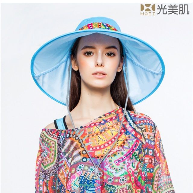 HOII 后益 【光美肌】先進光學布-機能美膚光花樣法式圓筒帽(藍光)