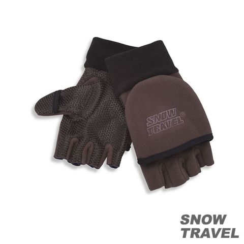 SNOW TRAVEL 雪之旅 SNOWTRAVEL WINDBLOC防風保暖半指兩用手套 (咖啡)