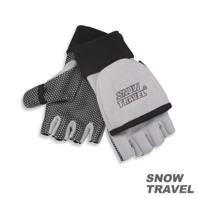 SNOW TRAVEL 雪之旅 SNOWTRAVEL WINDBLOC防風保暖半指兩用手套 (銀色)