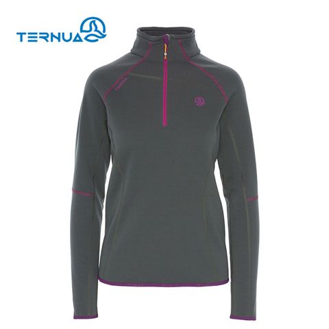 TERNUA 女Power Stretch半門襟彈性保暖中層衣1206562 / 2399灰紫