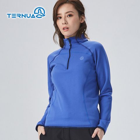 TERNUA 女Power Stretch半門襟彈性保暖中層衣1206562 / 2183藍色