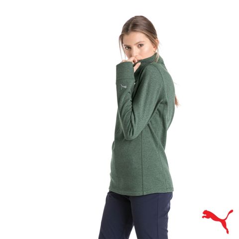 PUMA GOLF COZY PULLOVER 女高領運動長袖 綠 576146 03