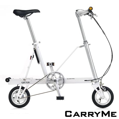 可推可拖行,通勤小精靈CarryMe SD 8吋充氣胎版 單速鋁合金折疊車-珍珠白