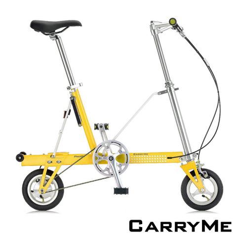 可推可拖行,通勤小精靈CarryMe SD 8吋充氣胎版單速鋁合金折疊車-檸檬黃