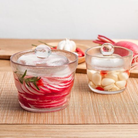【Homely Zakka】一夜漬淺漬缽玻璃醃漬罐+玻璃重石(640ml+350ml)